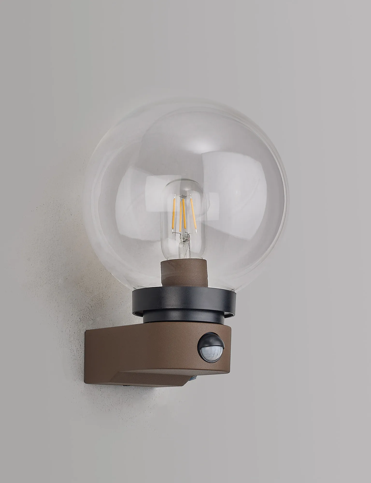 Milo Globe Wall Lamp PIR IP54 Dark Brown D0877  Deco Milo